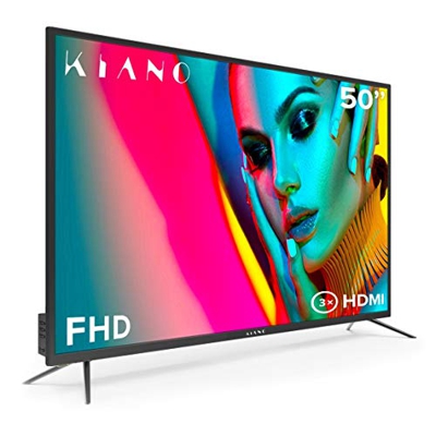 Televisore Kiano Slim TV 50 Pollici [127 cm Full HD] (Triple Tuner, DVB-T2, CI+) Lettore multimediale tramite porta USB, Televisore 50" TV 50 (PVR, Do