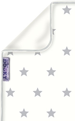 The Original Dooky 126507 Copertina in Cotone per Passeggino e Carrozzina, Reversibile, Morbida e Resistente, Bianca con Stelle Argento