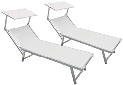 vandi Set 2 Lettini Prendisole da Giardino in Alluminio Zanzibar Bianchi en oferta
