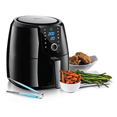 Friggitrice 5.2L XXL ad Aria senza Olio 1800W - Friggitrice Elettrica Calda Air Fryer Multifunzione - Grande Capacità con Recipiente Estraibile - Pann