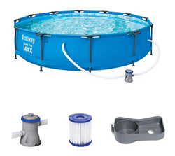 Bestway Steel PRO Max Framepool-Set, rund, mit Filterpumpe 366 x 76 cm Piscina, Blu en oferta