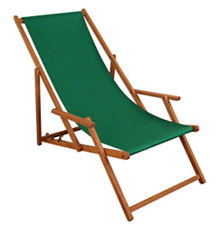Erst-Holz Solida Sedia a Sdraio Verde in Faggio Scuro Pieghevole per la Spiaggia, Giardino 10-304 en oferta