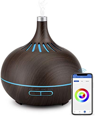 Brilex Smart WiFi Umidificatore Ultrasuoni Senza Fili per 400ml Aromaterapia Diffusore Olio Essenziale，Controllo APP funziona con Alexa e Google Home，