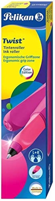 Pelikan 804202 Penna a Sfera Roller Twist, Cartuccia Blu KM Inclusa, Fusto Ergonomico, per Destrimani e Mancini, Lista Scuola, Fucsia