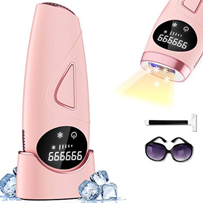 Epilatore Luce Pulsata IPL, Lofamy Depilazione Donna con Tecnologia di Raffreddamento, 999,999 Flash Epilatore Laser Permanente con 5 Livelli di Energ