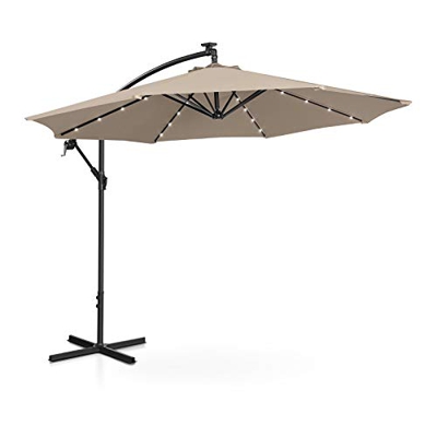 Uniprodo Ombrellone Decentrato Ombrellone da Giardino Uni_Umbrella_R300CRL (Crema, Rotondo, Ø 300 cm, Inclinabile)
