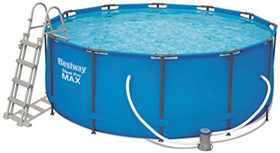 Bestway 56420 Steel Promax Piscina ø366 X 122 cm, Telaio in acciaio, set con pompa filtro e accessori, Blu