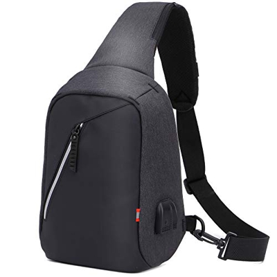 MIYCOO Borsa a Tracolla Zaino Borsa a Tracolla da Uomo antifurto con Borsa a Tracolla Casual USB Esterna per Donna e Uomo Nera
