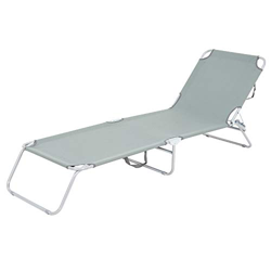 ECD Germany Lettino da Giardino 200x56x26 cm Grigio Struttura in Alluminio Sdraio da Spiaggia Pieghevole Brandina con Schienale Regolabile Lettino Pre precio