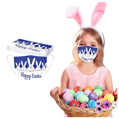 Richo 10/50/100Pezzi Bambini Tessuto Bocca,Monouso 3 Strati Pasquali Stampa Viso Copertina Visiera Tessuto Bocca,Protettiva Tessuto Bocca Traspirante 