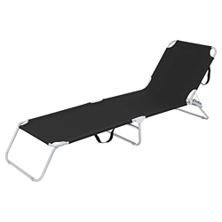 ECD Germany Lettino da Giardino 200x56x26 cm Nero Struttura in Alluminio Sdraio da Spiaggia Pieghevole Brandina con Schienale Regolabile Lettino Prend en oferta