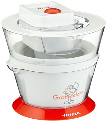 Ariete 638 Gran Gelato Gelatiera Compatta per Gelato Artigianale, Completamente Smontabile, Facile da Pulire, Cestello 1L, Bianco/Arancio