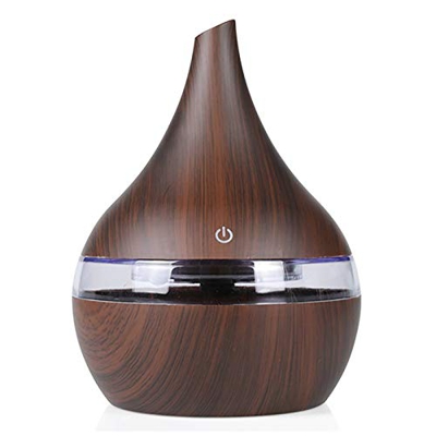 ✅ PROFUMATORE AMBIENTE UMIDIFICATORE DIFFUSORE ESSENZE LED RGB 300ML JAN007 ✅ (Legno Scuro)