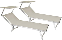 giordanoshop Set 2 Lettini Prendisole da Giardino in Alluminio Bertozzi Rimini Grigi en oferta