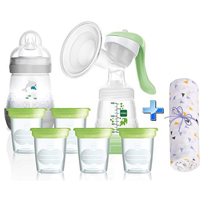 MAM - Sistema tiralatte manuale anti-coliche incluso kit per la conservazione latte materno, dalla nascita, idea regalo.