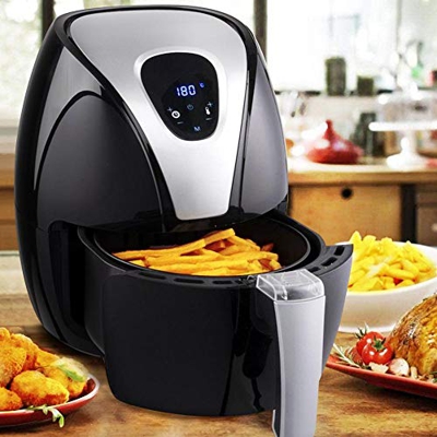 Bakaji Friggitrice ad Aria Calda Senza Olio Airfryer 2,4 Lt Frigge Cuoce Arrostisce in modo Naturale e Salutare Potenza 1500W con Timer e Regolazione 