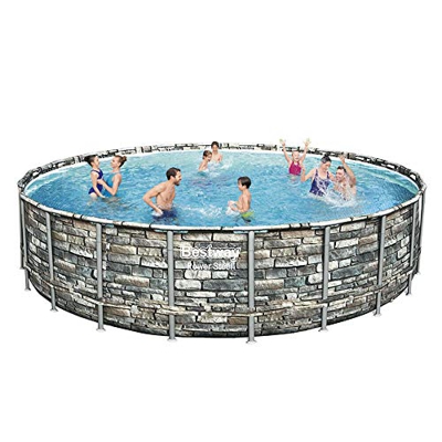 Bestway Piscina Fuori Terra Power Steel, Effetto Pietra