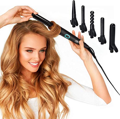 Ferro Arriccia capelli 5 in 1 Professionale Ondulatore Piastra per i Ricci - Temperatura Regolabile Ceramica con Ferri di Diverso Diametro di PYTUX Ma