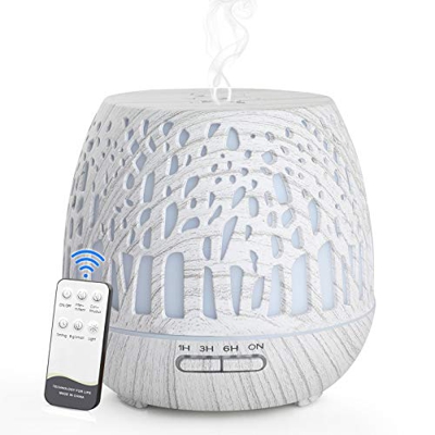 Simpeak Diffusore Atomizzatore di Oil Essenze 400 ml, Umidificatore Diffusore di Aromi con Luce LED per Casa e Ufficio, Camera da Letto- Blanco