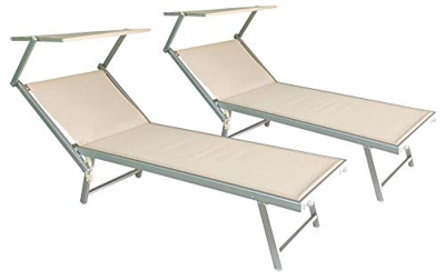 vandi Set 2 Lettini Prendisole da Giardino in Alluminio Zanzibar Beige