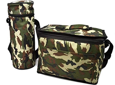Borsa mimetica da 8 litri per il pranzo isolata per frigorifero militare e 1,5 bottiglie refrigeranti per picnic campeggio congelatore cibo contenitor