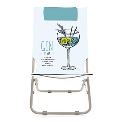 Spiaggina pieghevole gin, con poggiatesta Azzurro
