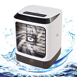 GOLDGE Mini Raffreddatore D'aria USB Condizionatore Portatili, Evaporativo Purificatore Umidificatore con 480 ml, Air Cooler con 3 Velocità del Vento  en oferta