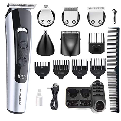 Hangsun Tagliacapelli Elettrcio Regolabarba Professionale Regolacapelli Ricaricabile per Uomo 10 in 1 Barba, Capelli, Corpo e Naso