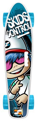 Stamp Skateboard 22 x 6 con Impugnatura Skids Control, JS100310, Bleu-Blanc