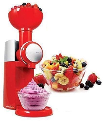 offershop Macchina Gelato Gelatiera Frutta Automatica Elettrica Yogurt Mousse Dessert Crema Dolce (Rosso)