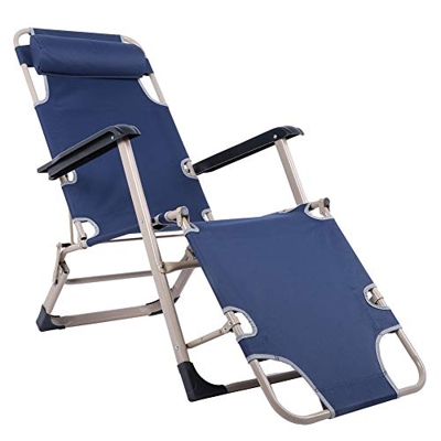 GOTOTOP Sdraio Pieghevole da Spiaggia,Sedia a Sdraio Reclinabile Relax,Lettini da Giardino Pieghevoli con Cuscino Poggiatesta Regolabile,176x47x40 cm(