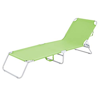 ECD Germany Lettino da Giardino 200x56x26 cm Verde Struttura in Alluminio Sdraio da Spiaggia Pieghevole Brandina con Schienale Regolabile Lettino Pren