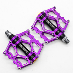 Willyn Evetin - Pedali per mountain bike, 9/16 pollici, in lega di alluminio ultraleggero, piattaforma MTB, pedali antiscivolo da trekking, 40, Viola en oferta