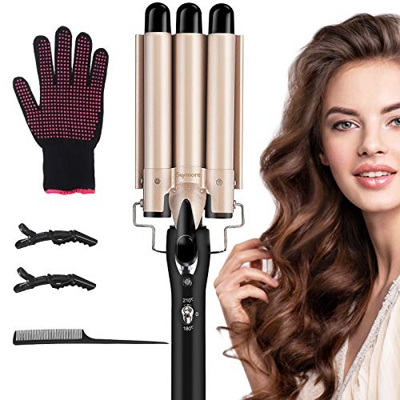 Skymore Ferro Arricciacapelli 22 mm,Arricciacapelli Professionale in Ceramica,Piastra Capelli Onde,2 Temperature Regolabili,Include Guanti Resistenti 