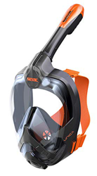SEAC Unica, Maschera Subacquea Integrale per Snorkeling Full Face 180° con Borsa per Bambini e Adulti, Nero/Arancione, S/M características