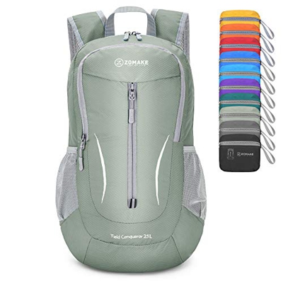 ZOMAKE Zaino Ripiegabile 25L, Piccolo Zaino Leggero Pieghevole, Zainetto Impermeabile per Uomo Donna Hiking Viaggio Trekking Città Sportivo (Grigio)