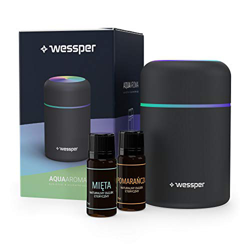 Wessper Mini umidificatore da scrivania, 2 oli essenziali inclusi, per auto, ufficio, camera da letto, ecc, spegnimento automatico, 2 modalità di nebb en oferta