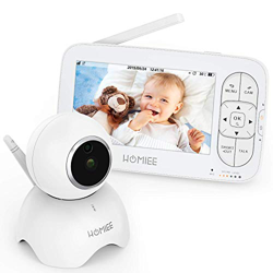 HOMIEE Baby Monitor Video da 5" HD Schermo a Colori,Supporta Fino a 4 Telecamere (Blu - Upgrade) en oferta