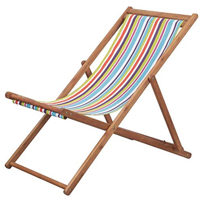 EBTOOLS Sedia a Sdraio Multicolore Pieghevole, Sedia Spiaggina Pieghevole Relax Sdraio per Giardino, per Giardino Spiaggia Campeggio, in Legno di Euca