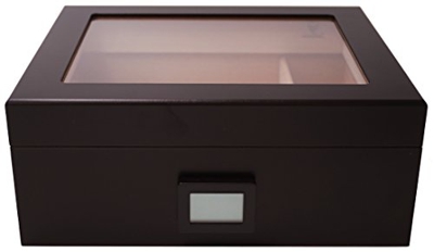 GERMANUS Desk V Humidor Digital igrometro e Cristallo Umidificatore per Sigari, Nero