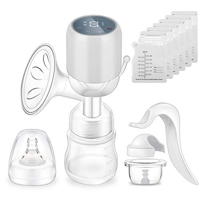 HALOVIE 2 in 1 Tiralatte Elettrico 2 Modalità Manuale ed Elettrico 9 livelli Regolabili con Schermo LED Tiralatte Ricaricabile USB Funzione Massaggio 