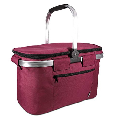 Navaris Borsa Termica PIC-Nic 4 Persone - Cesto Porta Pranzo Termico 27 Litri 43x26cm - Borsafrigo Mare Campeggio Shopping - Cesta Isolante - Rosso