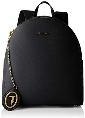 Trussardi Jeans, MOSCA BACKPACK MD SAFFIANO ECO Donna, Black, NR