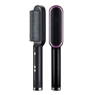 Professional Electric Hair Straightener & Curler,3 in 1 Hair Straightener Brush and Curling Iron (Black)