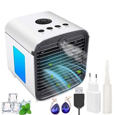 Nifogo Mini Condizionatore Portatile, Air Cooler Raffrescatore Evaporativo Aria Condizionata Portatile Casa con 3 velocità Display Digitale a LED per 