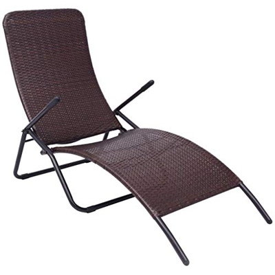 SKM Sedia a Sdraio Pieghevole in Polyrattan Marrone