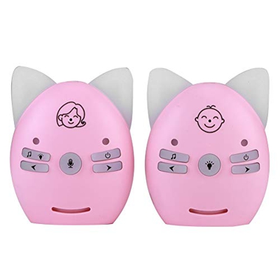 Baby Monitor audio, 2,4 GHz 100-240 V Musica wireless Voce a 2 vie Piccola luce notturna Walkie Talkie con altoparlante MIC incorporato(EU PLUG-Rosa)