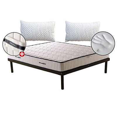Materasso anatomico Eva H17cm, con accogliente memory Foam e poliuretano+2 cuscini in fior di memory, MATERASSO DETRAIBILE matrimoniale 160x190 cm