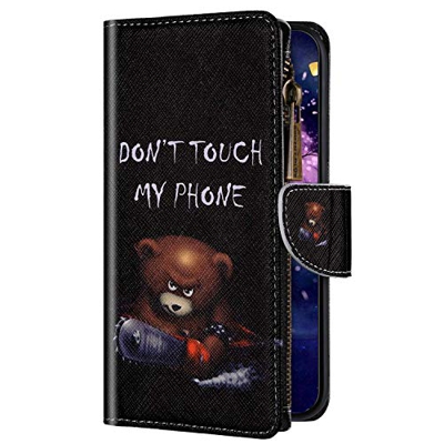 Uposao Compatibile con Samsung Galaxy A10 Custodia a Portafoglio in Pelle [9 Slot per Schede], Custodia Multifunzione a Libro con Cerniera,Orso