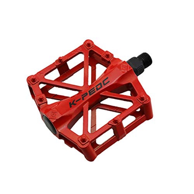 VOANZO Pedali per Bici, Pedali per Bici Pedali in Alluminio Resistenti Antiscivolo per Mountain Bike, Pedali per Bicicletta MTB BMX (Rosso)